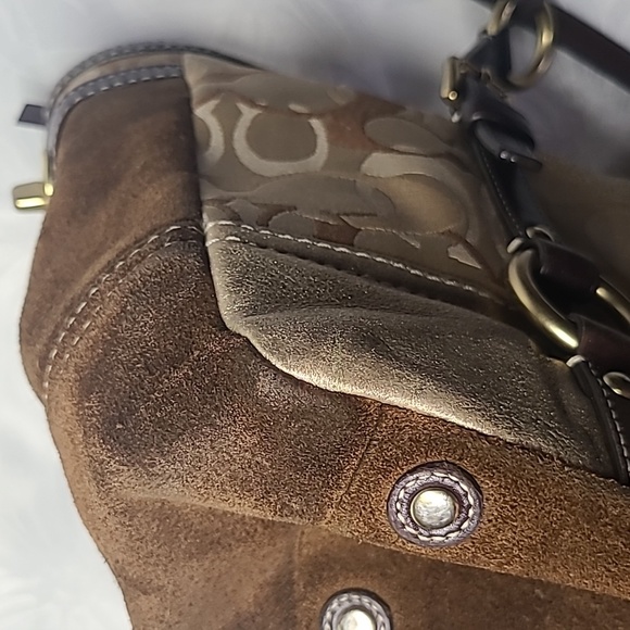 Coach Patchwork Patent Suede Signature C Jacquard Shopper Tote # F06Q-10388 - Picture 13 of 16